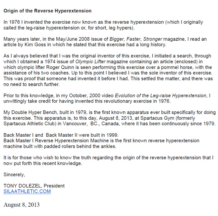 Origin Of Reverse Hyper Extension