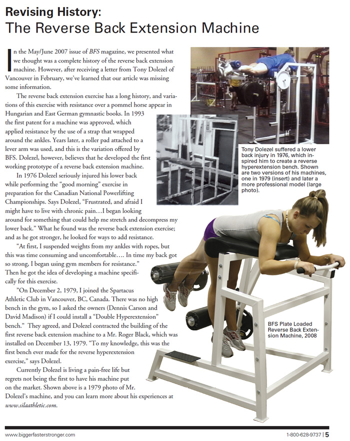 Bigger Stronger Faster Magazine Article- The Reverse Back Extension Machine