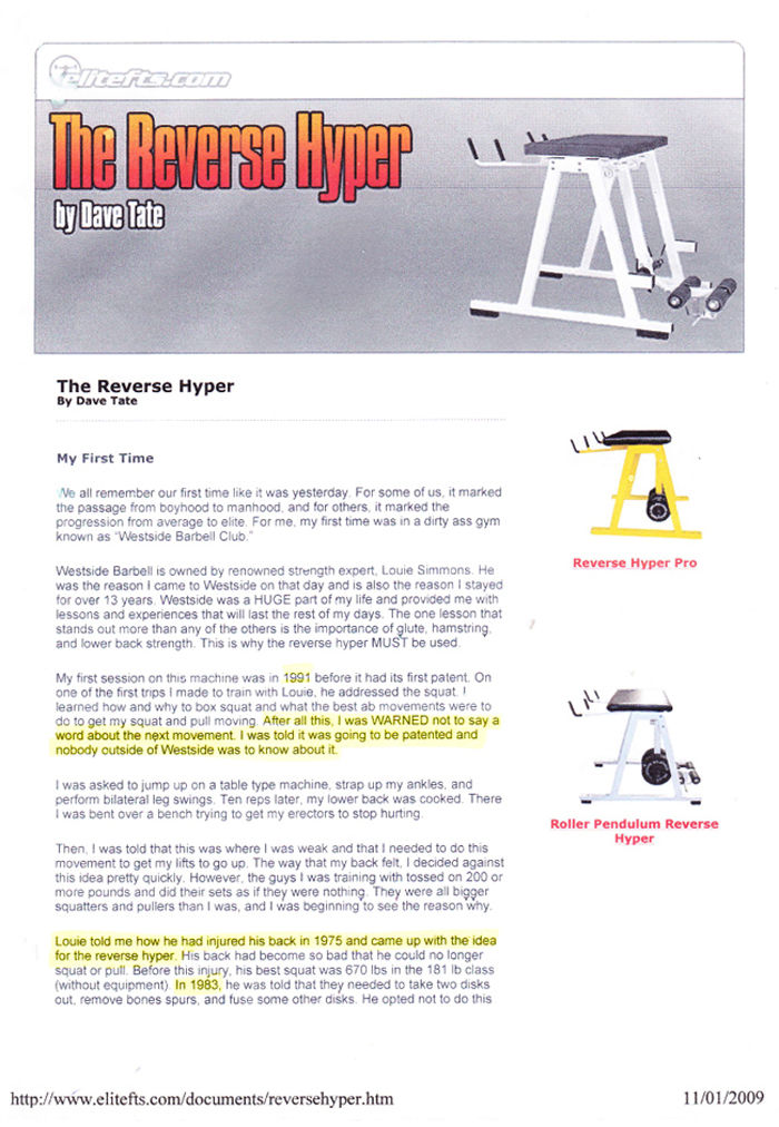 Elifts.com Article Reverse Hyper